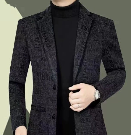 Men's Wool Jacket with Lapel Collar – Elegant Casual Jacket Modern