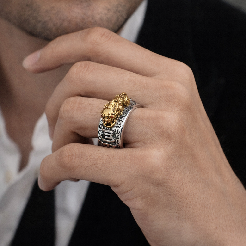 Glückspixiu-Ring, Vintage, Sterlingsilber, Diamant