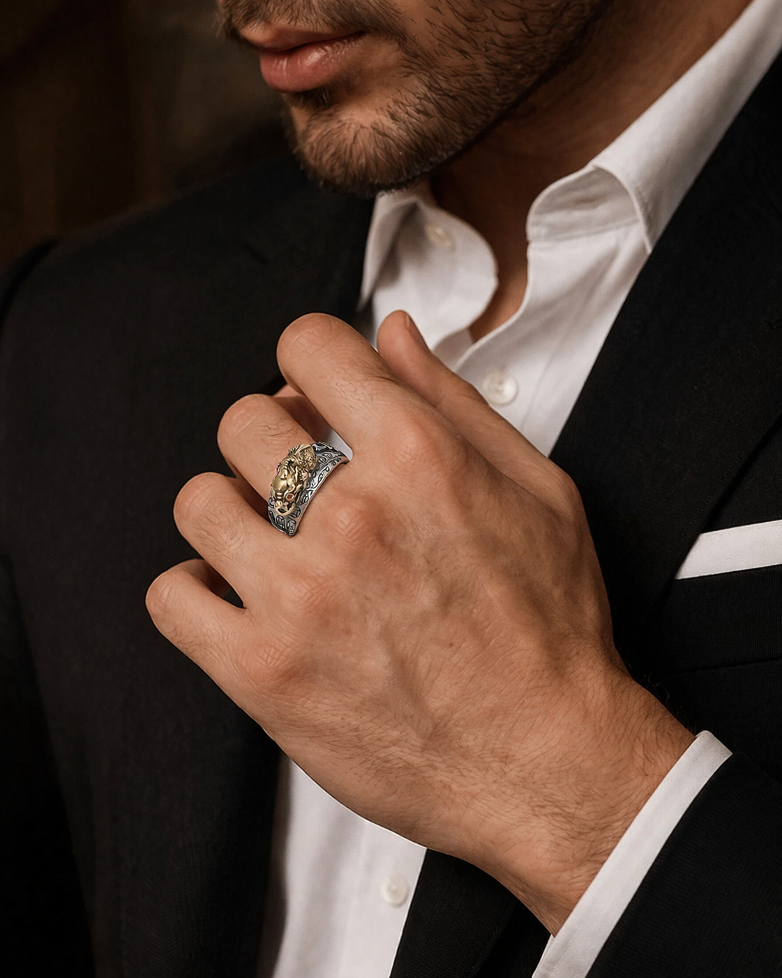 Glückspixiu-Ring, Vintage, Sterlingsilber, Diamant