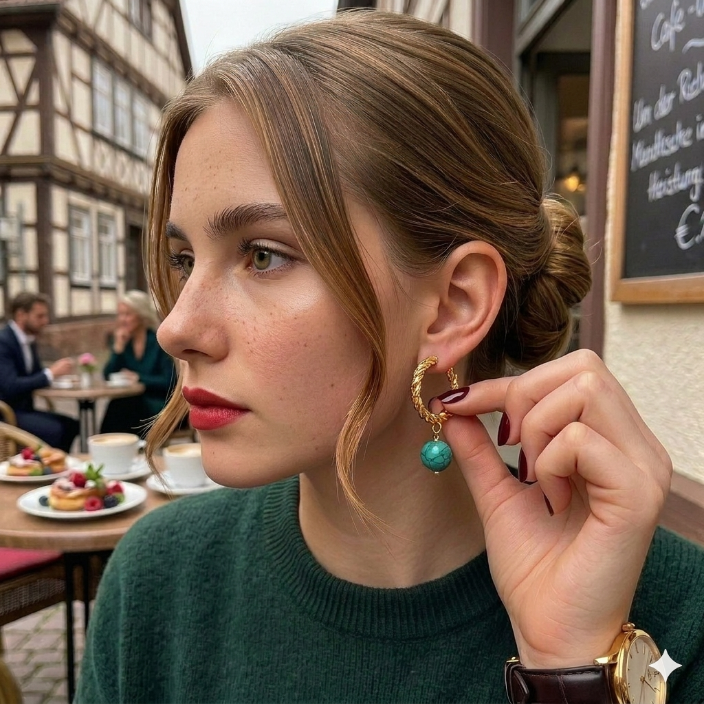 Geprägte Edelstahl-Ohrringe – Moderne Elegante Ohrhänger für Damen