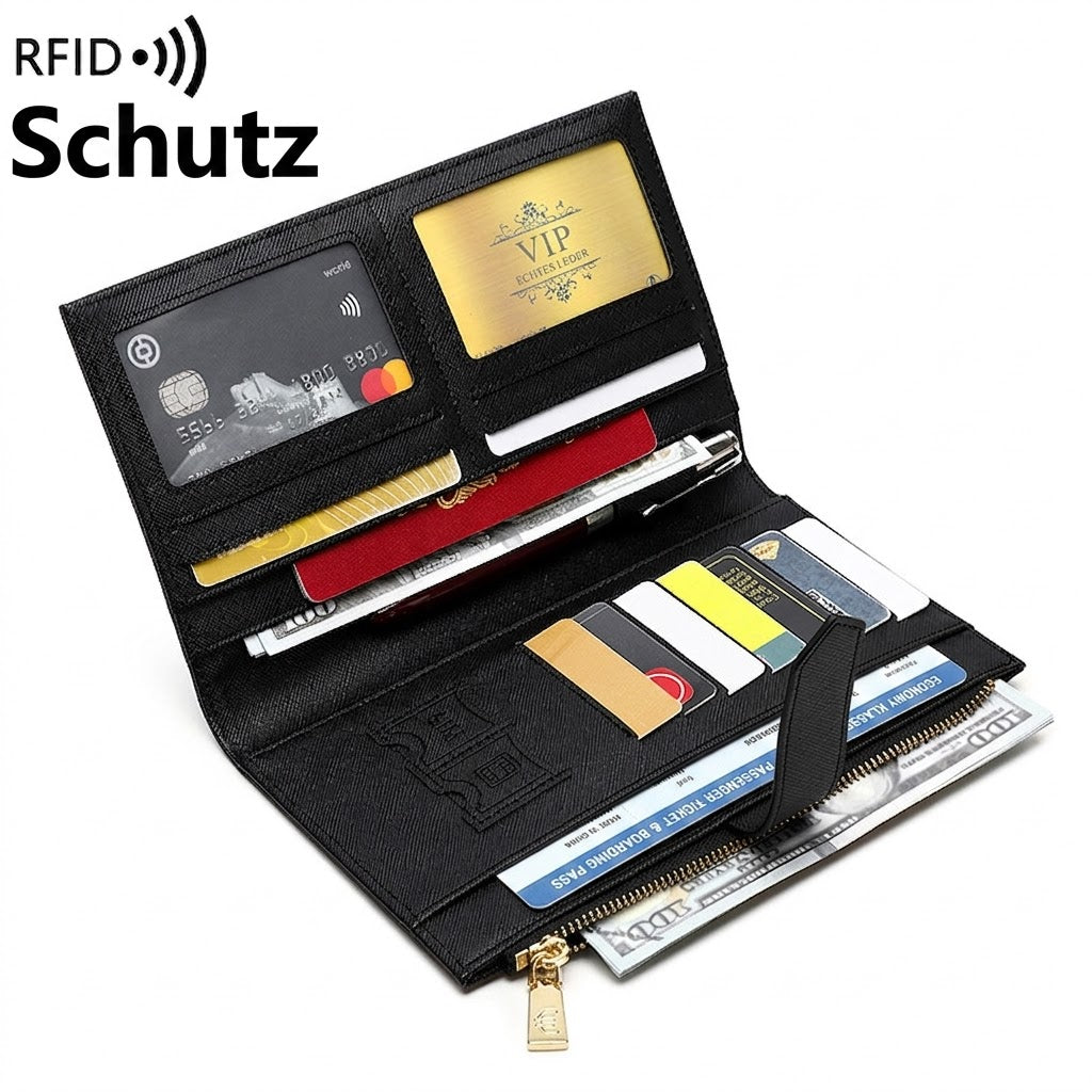 RFID Damen Geldbörse Reisepasshülle sicher groß multifunktional