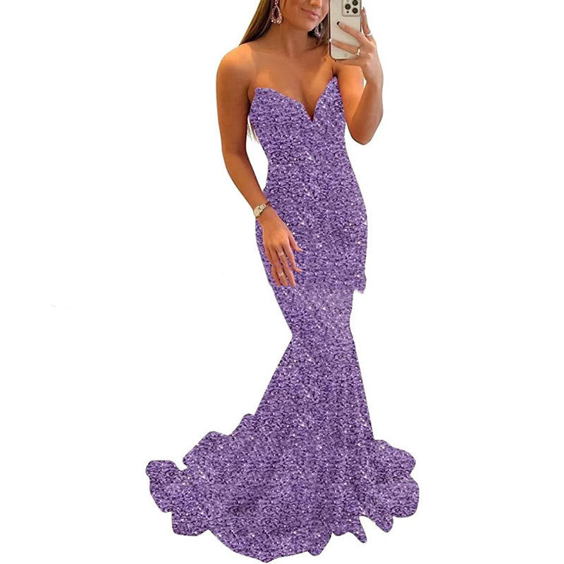 Elegant Sequin Evening Gown – Glamorous Maxi Ball Gown for Special Occasions