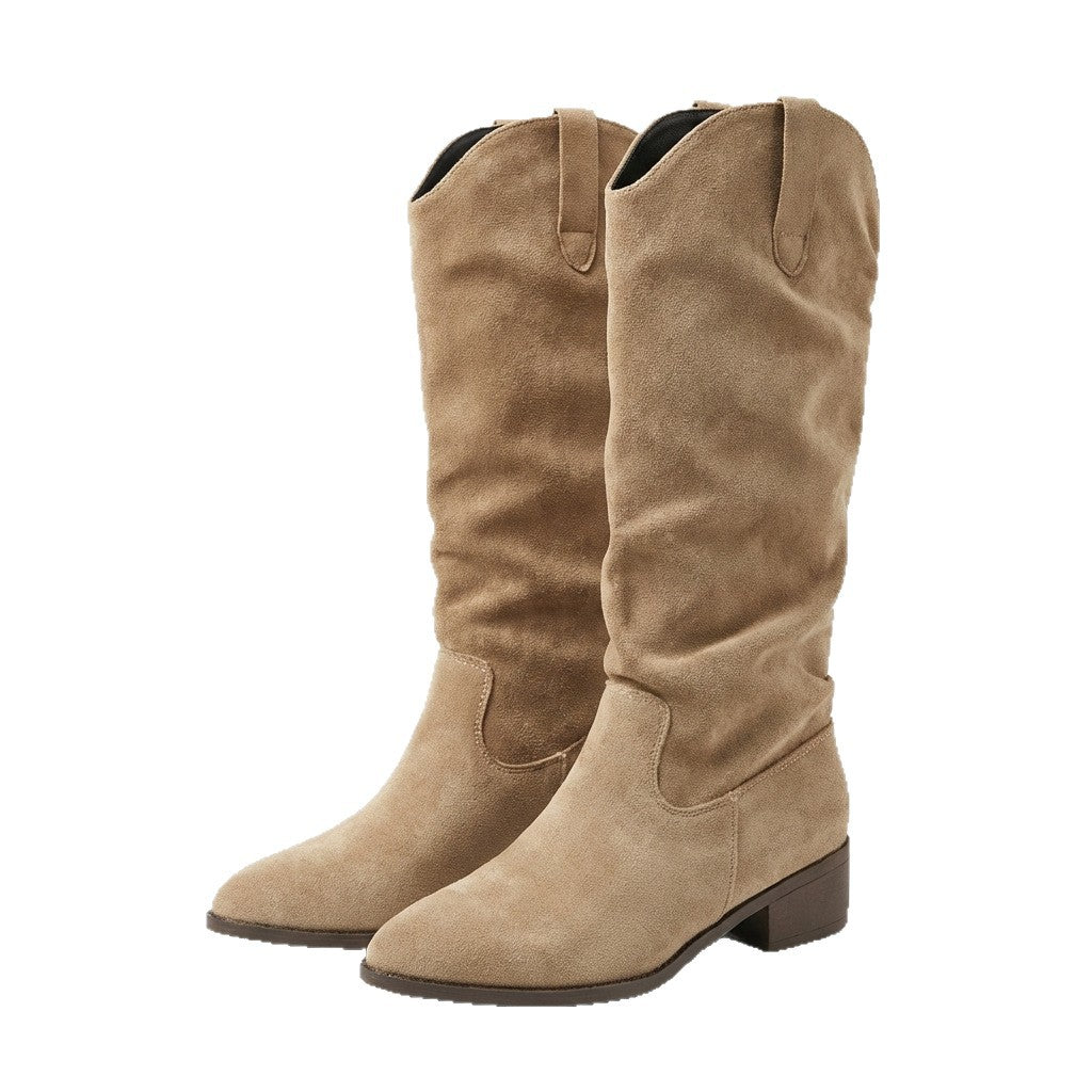 Retro Damen Boots | Spitze Stiefeletten mit Blockabsatz