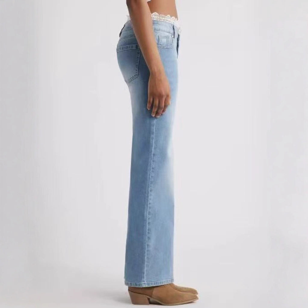 Women's Stretch Jeans with Lace Trim – Stylish Designer Denim