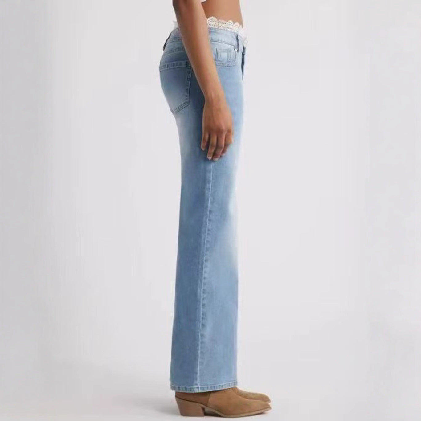 Women's Stretch Jeans with Lace Trim – Stylish Designer Denim