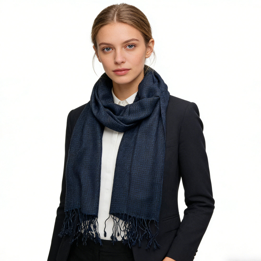2er Schal Set Navy Fischgrät Jacquard elegant unisex Büro