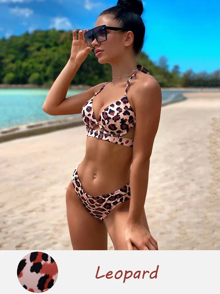 Women's Backless Bikini Set - Figure-Hugging Sexy Swimwear