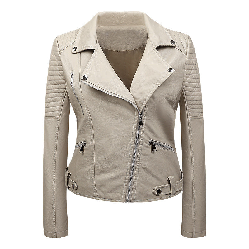 Women's Korean Slim Fit Leather Jacket – Harajuku Biker Style