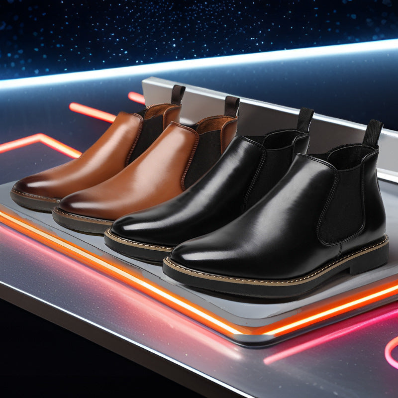 Men's Leather Boots Oversize | British Style Casual Boots