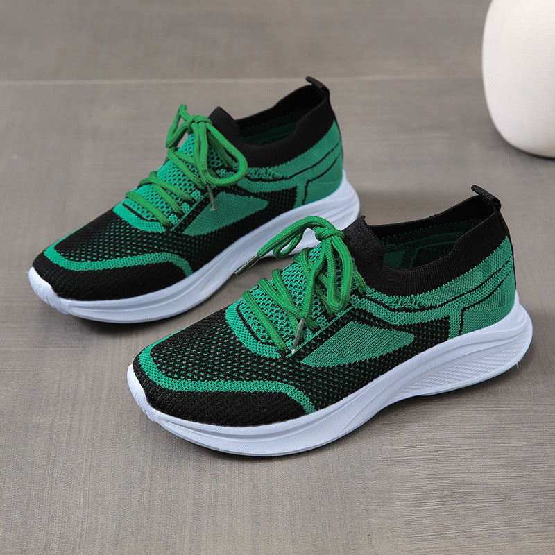 Damen Mesh Sportschuhe Grün Schwarz | Atmungsaktive Sneaker