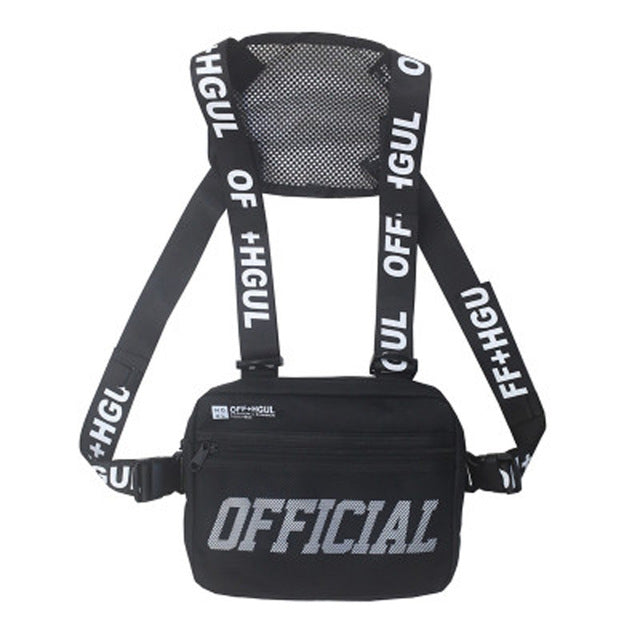 Women's Streetwear Chest Bag | Black Modern Chest Rig Bag