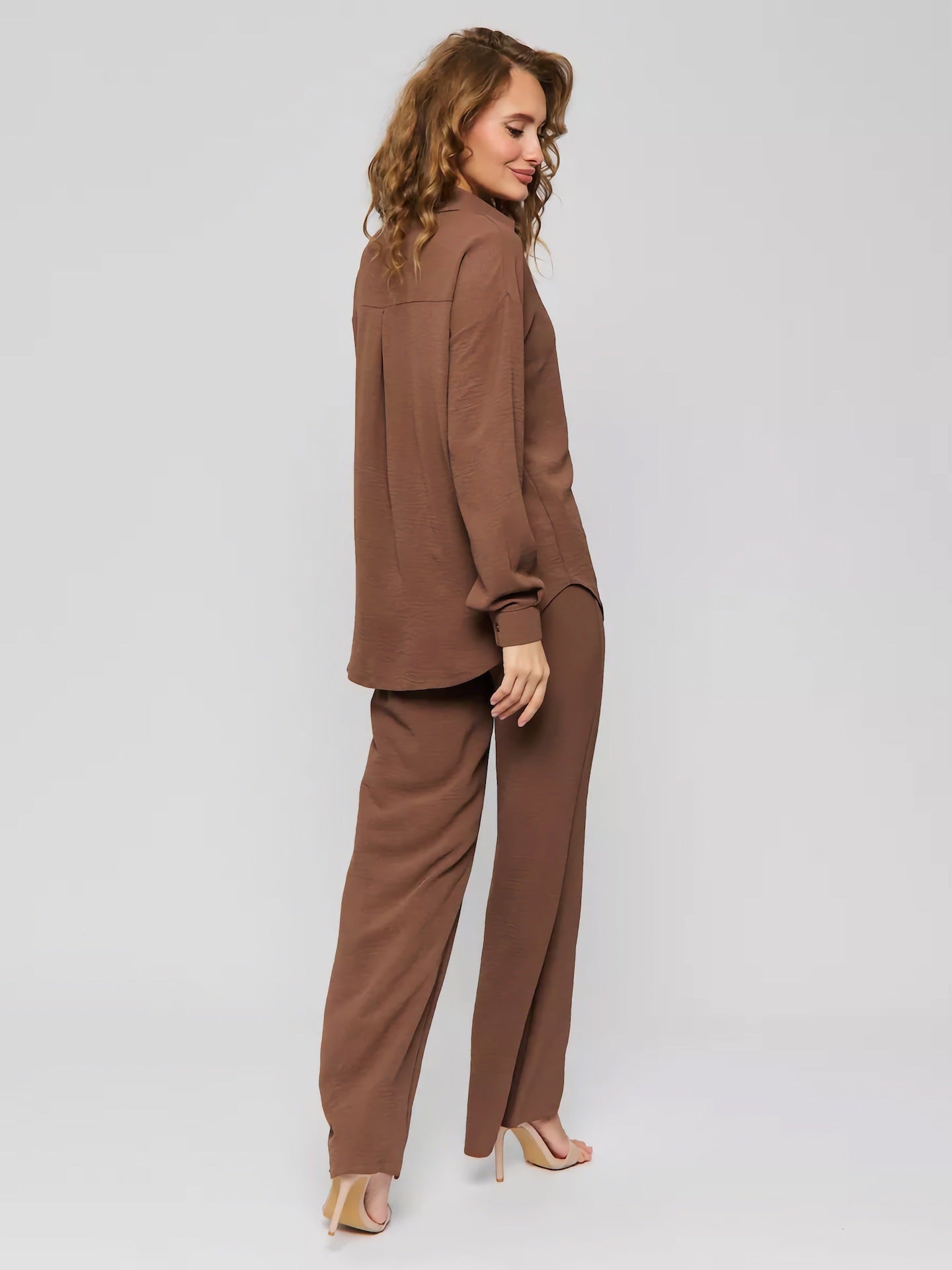 Women's French Chic Loungewear Set - Loose Shirt & Pants Two-Piece