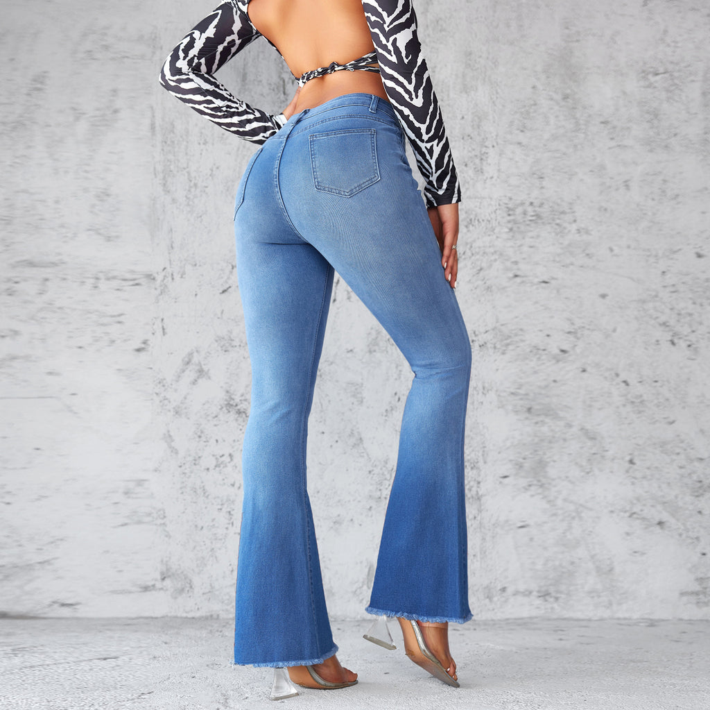 Women's High Waist Flare Jeans – Elegant Flared Denim Pants