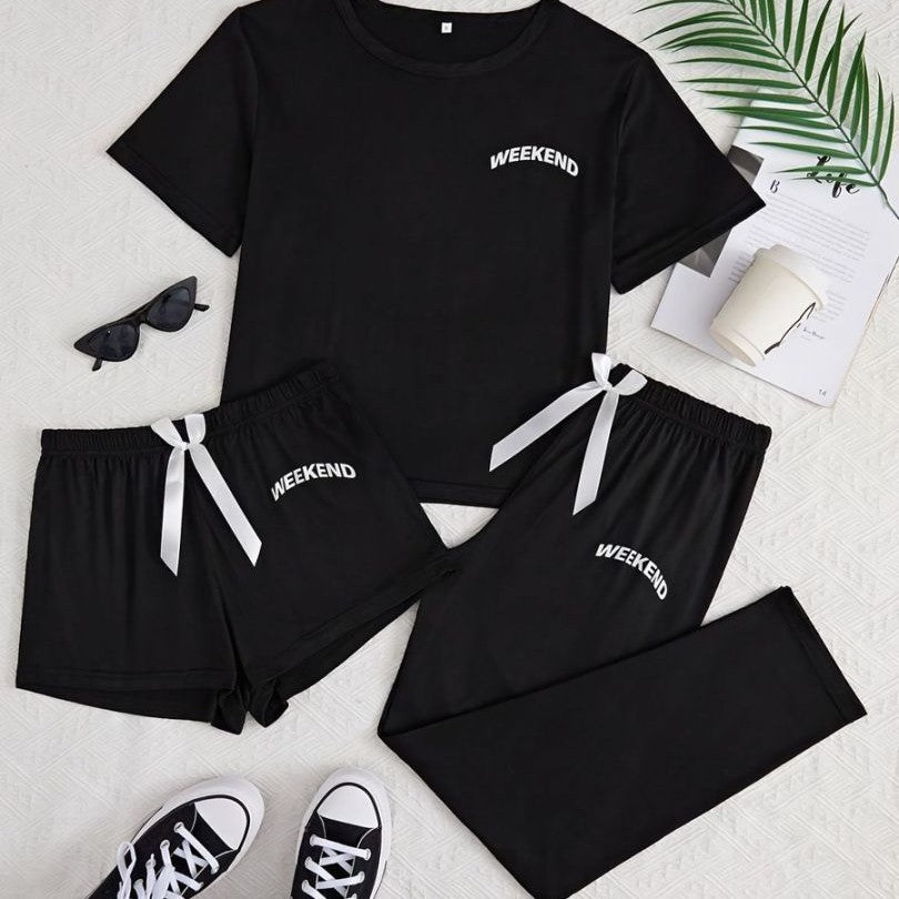 Black Women's Pajama Set | 3-piece Modern Homewear