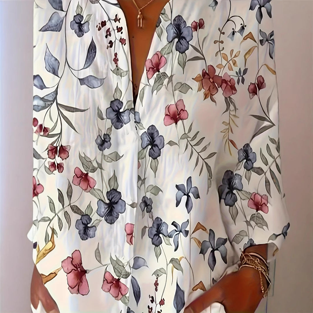 Women's Long-Sleeved Blouse with Print – Loose, Modern & Casually Elegant