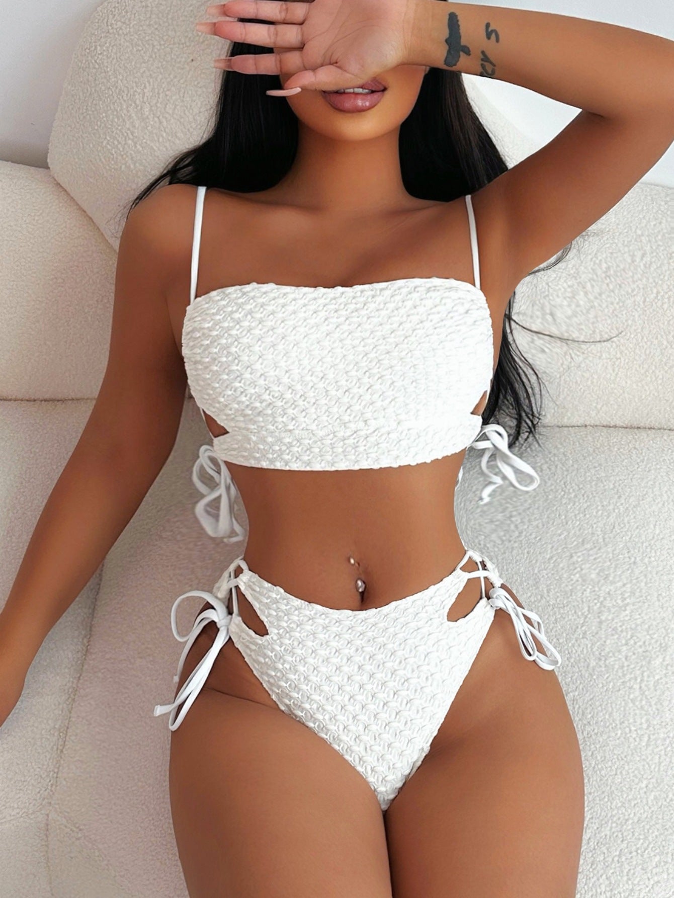 Sexy Damen Badeanzug Cremeweiß | Elegante Sommer Swimwear