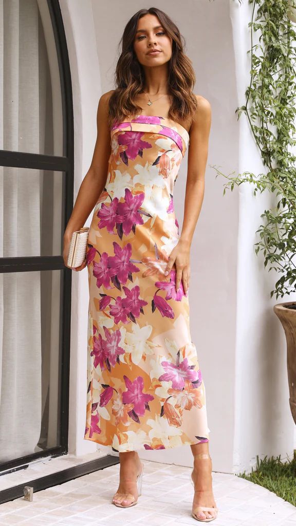 Floral Bandeau Maxi Dress - Backless Summer Dress for Party & Evening