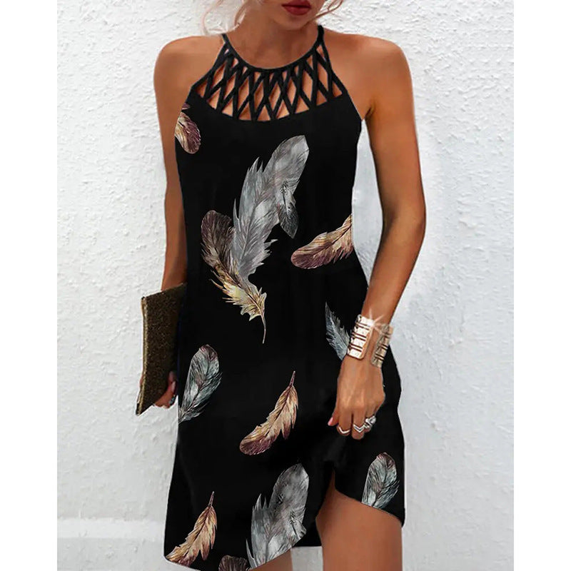 Women's Summer Dress with Print – Halterneck, Lightweight & Trendy