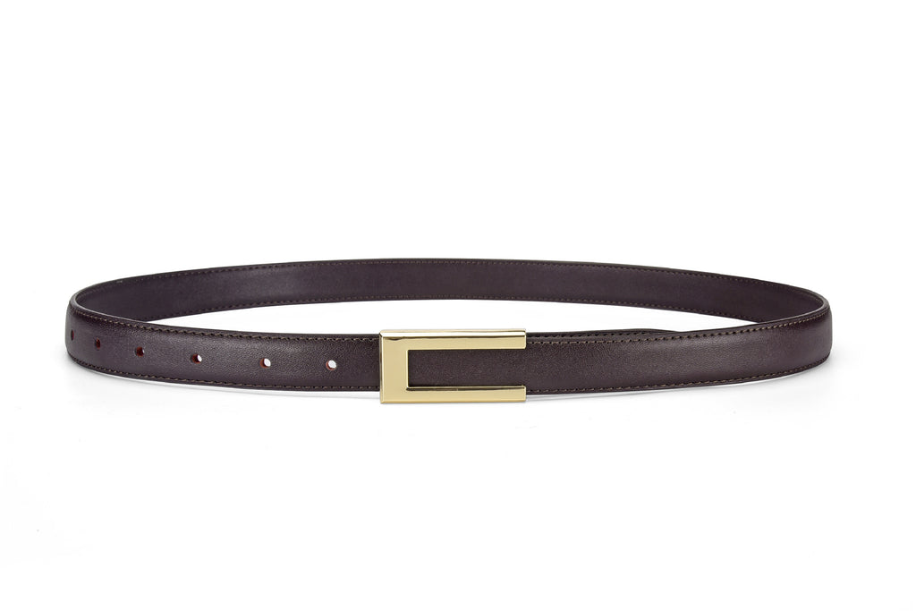 Women's Black Slim Leather Belt | Cowhide Retro Style