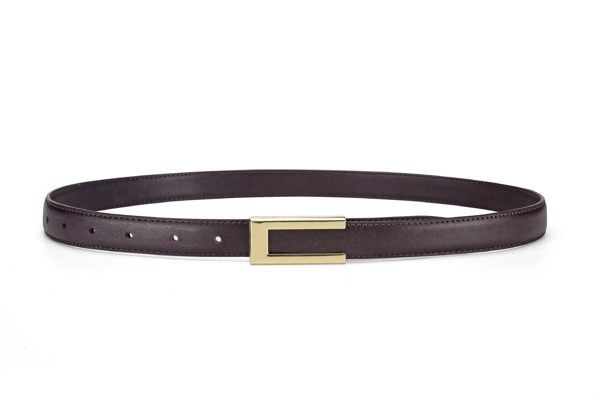 Women's Black Slim Leather Belt | Cowhide Retro Style