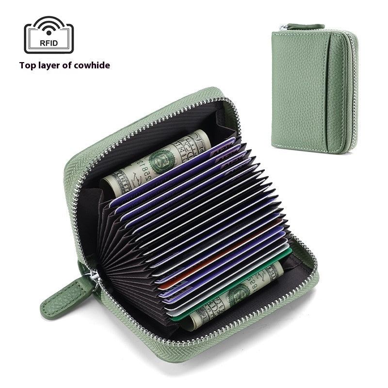 RFID Leather Card Holder - Small Wallet with Coin Pocket Unisex