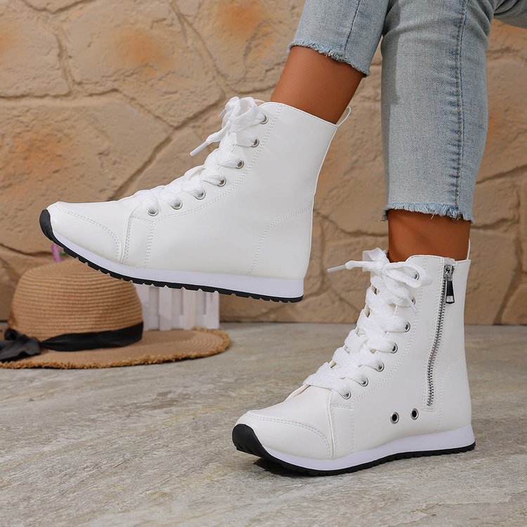 Women's Flat Ankle Boots with Side Zip – Stylish Everyday Boots