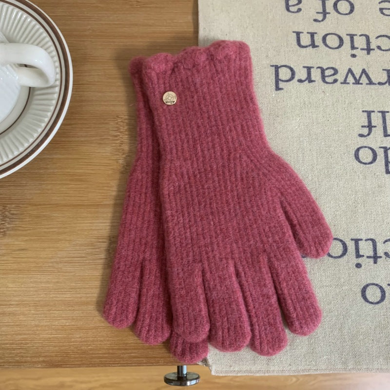 Damen Wollhandschuhe mit Rüschen – Warme Winterhandschuhe