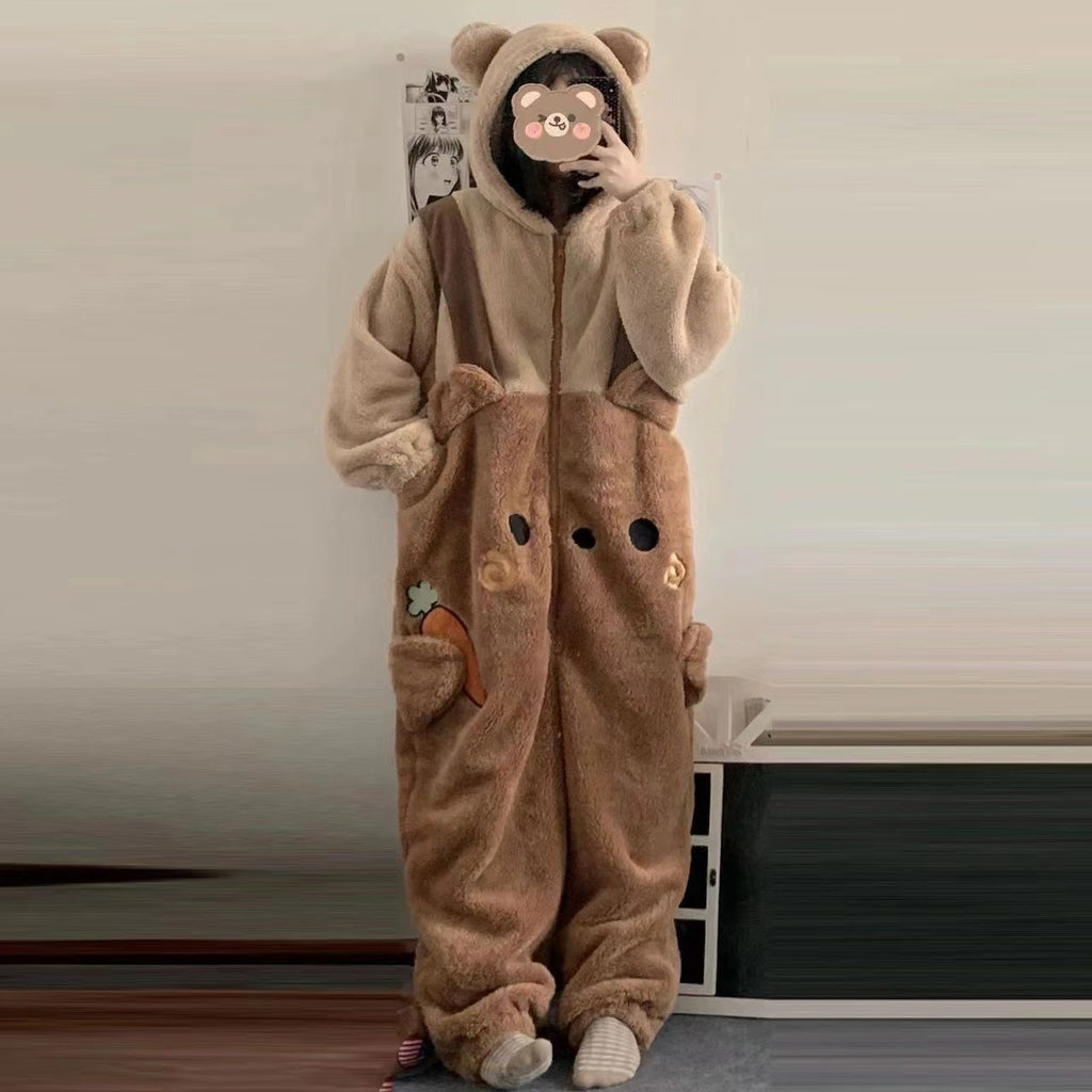 Women's Teddy Pajama Onesie | Warm Fleece Jumpsuit Winter