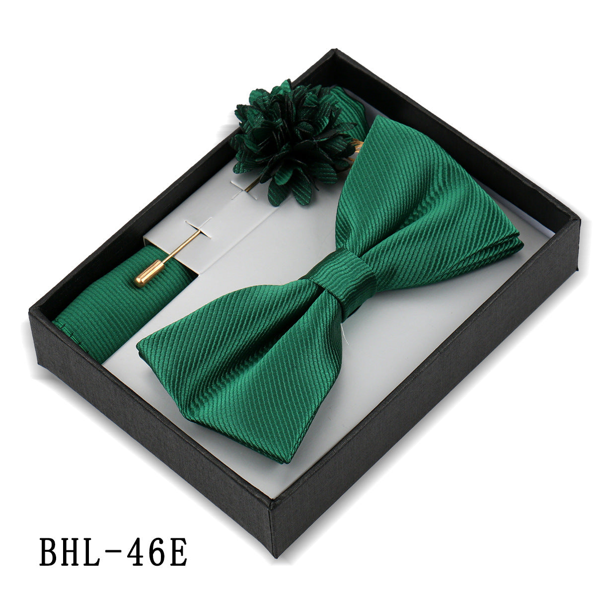 Men's Bow Tie Set Elegant Pocket Square Brooch Gift