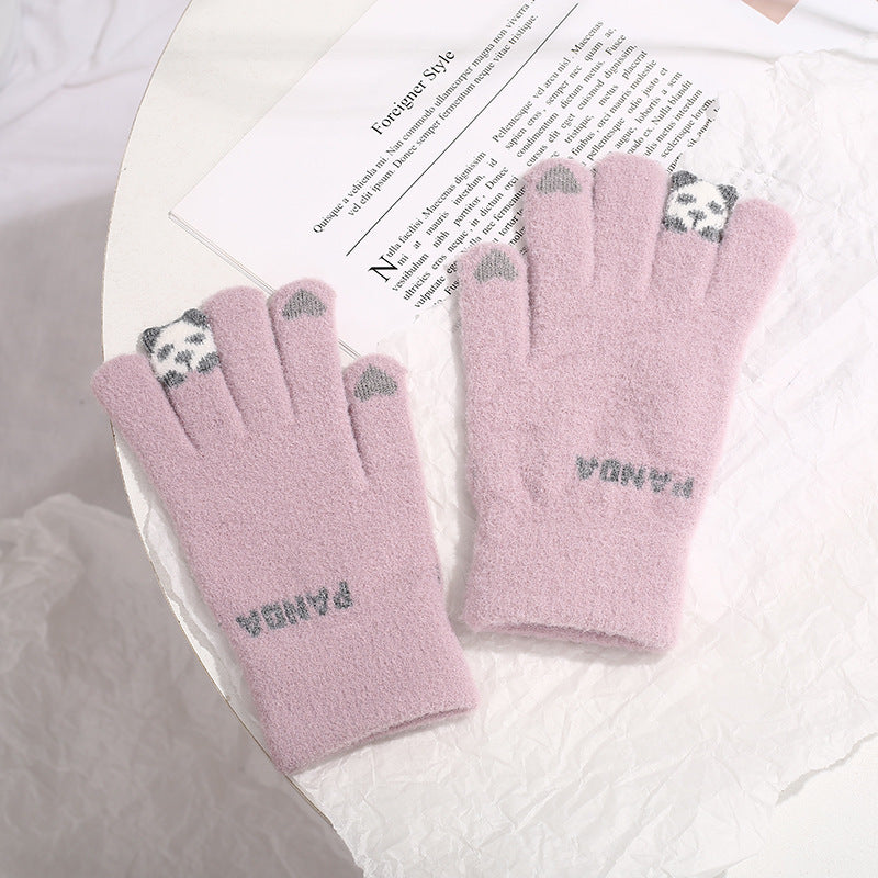 Damen Panda Touchscreen Strickhandschuhe – Warm Winter Fahrrad