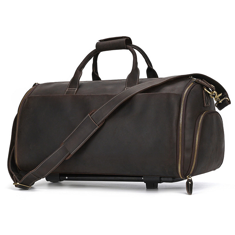 22 Inch Leather Trolley Crazy Horse – Large Premium Travel Bag