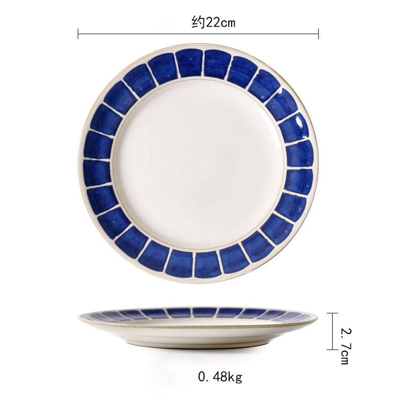 Keramik Teller Vintage | Japanischer Stil Flacher Design Teller