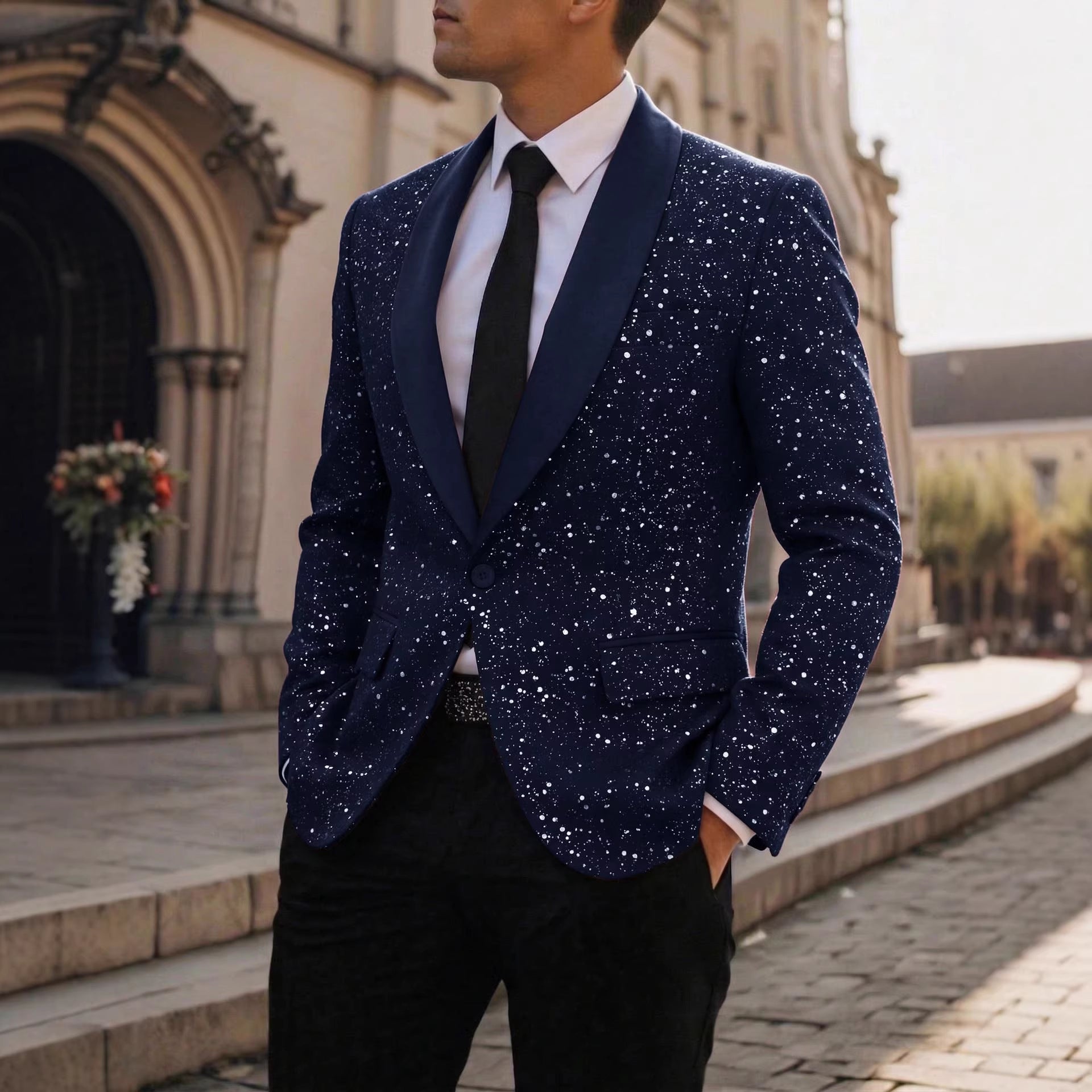 Men's Shiny Blazer Casual – Elegant Party Suit Jacket for Events