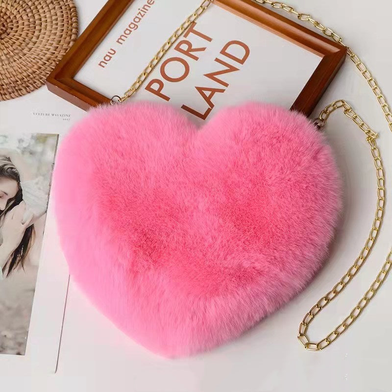 Plush Women's Bag with Chain – perfect for Valentine's Day
