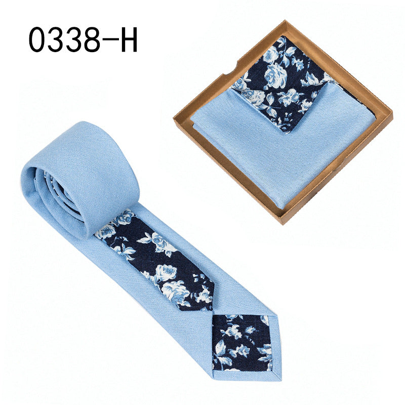 Herren Krawatte floral Baumwolle Einstecktuch elegant modern