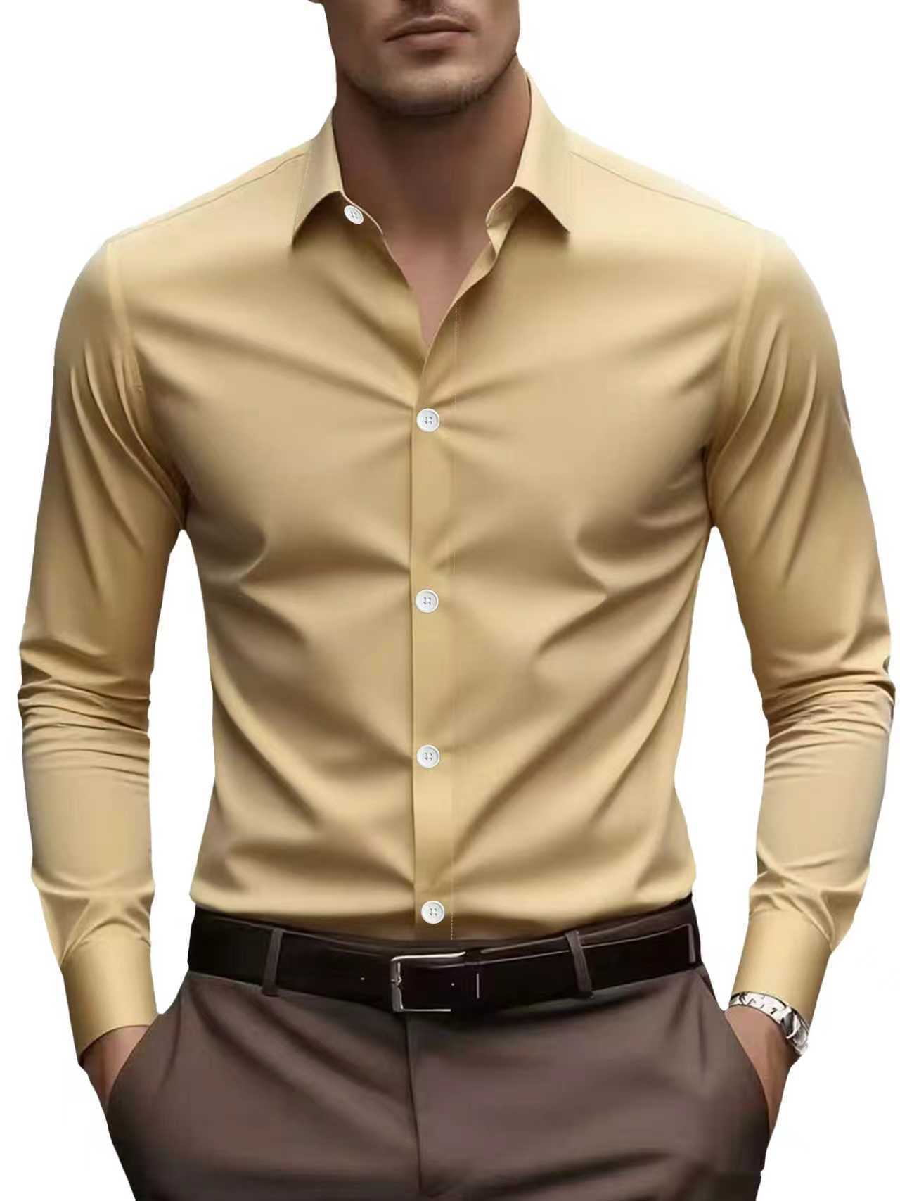 Men's White Business Shirt | Slim Fit Long Sleeve Office Shirt Elegant