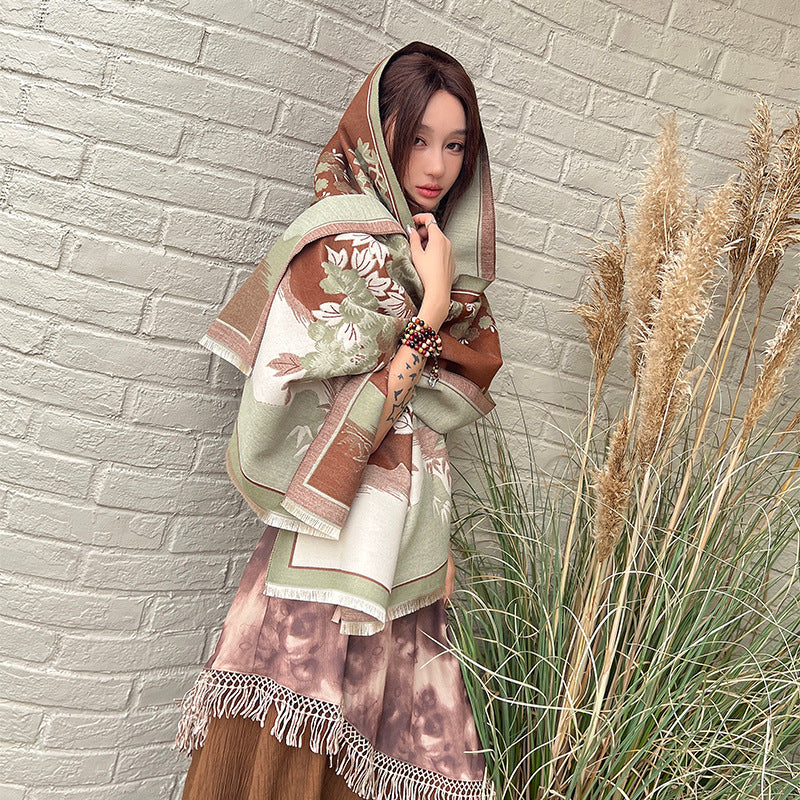 Women's Scarf Cashmere Look Warm Chinese Elegant Winter Fashion