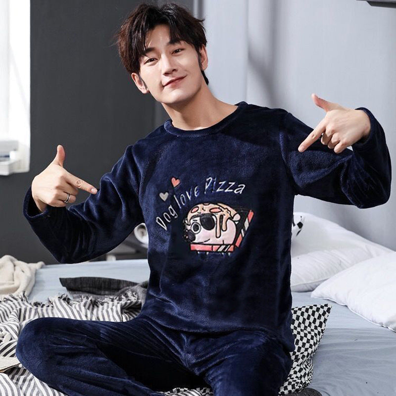 Herren Pyjama Korallenfleece Winter | Warmes Homewear Set