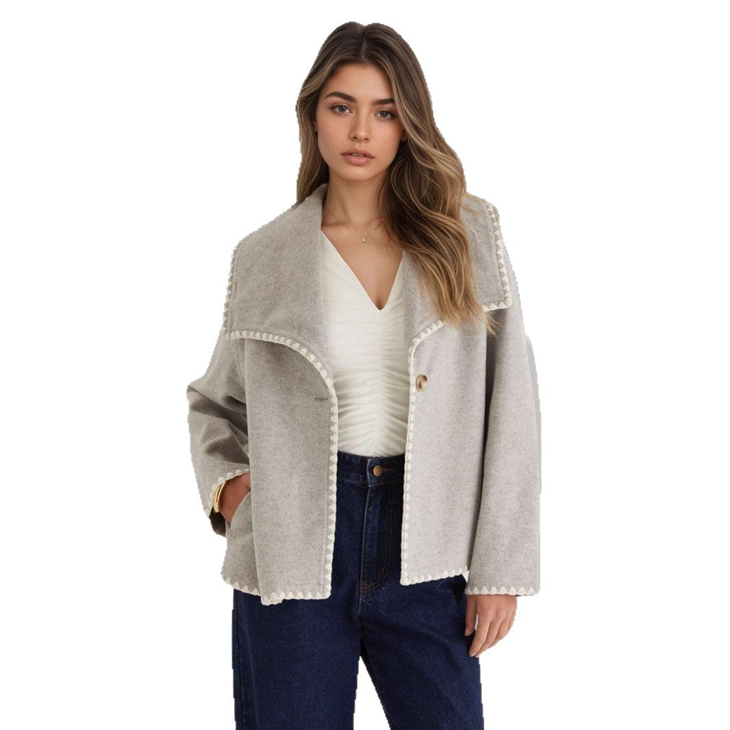 Eleganter Damen Cardigan Mantel | Warme Kontrastfarben Jacke