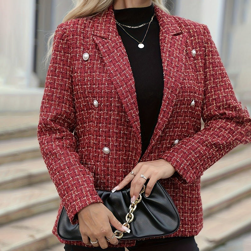 Eleganter Karierter Damen-Blazer – Tailliert & Zeitlos Stilvoll