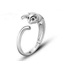925 Sterling Silver Cat Couple Ring – Playful Women's Ring with Tail Design