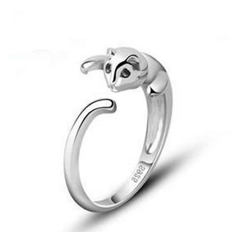 925 Sterling Silber Katzen Paarring – Verspielter Damenring mit Schwanzdesign