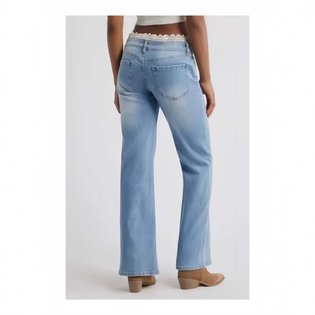Women's Stretch Jeans with Lace Trim – Stylish Designer Denim
