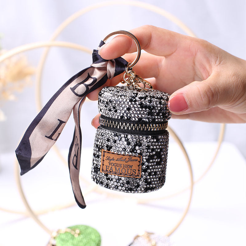 Crystal Coin Purse for Women - Shiny Mini Bag with Keychain