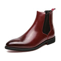 Men's Business High Top Boots Red - Elegant Pointed Leather Ankle Boots