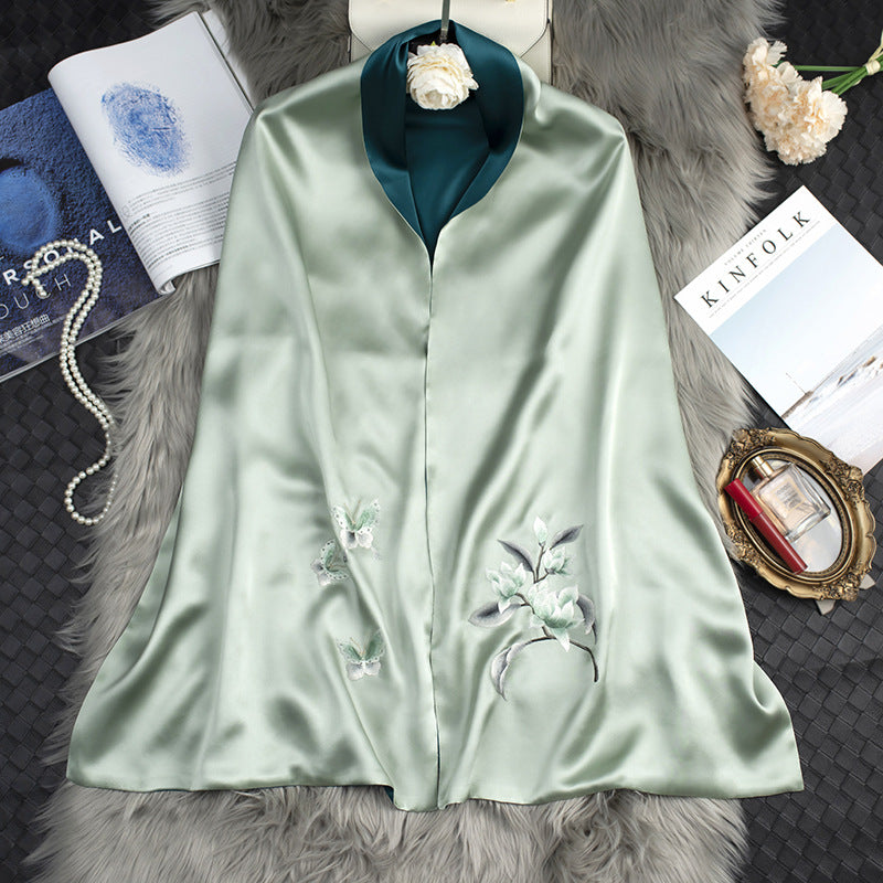 Women's Silk Scarf Embroidery Elegant Cheongsam Long Luxury Shawl