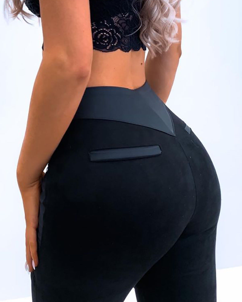 Women's Black Zipper Trousers – Modern Panel Trend Trousers