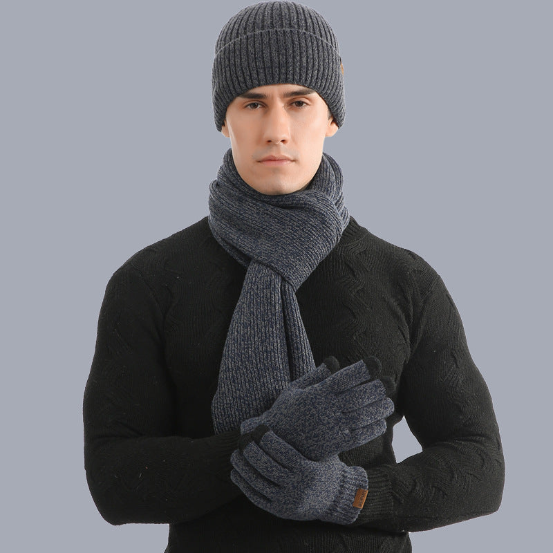 Men's Winter Set Beanie Scarf Gloves Thermal Warm Elegant