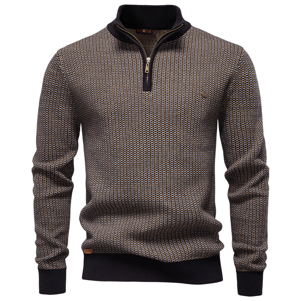Men's Thermal Half-Zip Pullover – Stand-Up Collar Casual Sweater