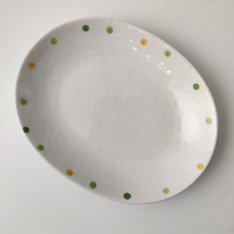 Keramik Teller Set oval | Frühstück Dessert Teller modern Design